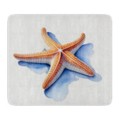 Starfish und Blaue Silhouette Schneidebrett (Vorderseite)