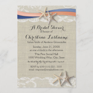 Starfish und Blauer Korallenriff (Ribbon Blue Cora Einladung