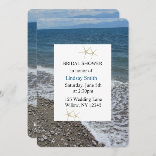 Starfish und Brautparty im Ozean Einladung (Vorne/Hinten)