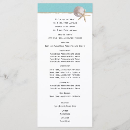 Starfish und Burlap Aqua Beach Programm (Rückseite)