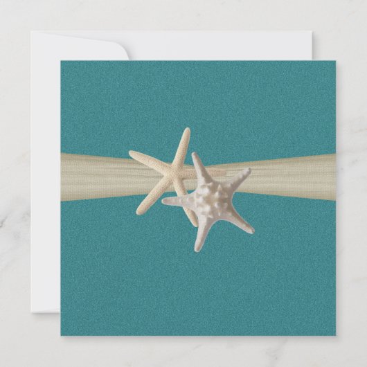 Starfish und Burlap Look Aquamarines Brautparty Einladung (Rückseite)
