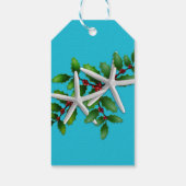 Starfish und Holly Aqua Blue Weihnachten Geschenkanhänger (Rückseite)