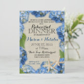 Starfish und Hydrangeas Beach Probe Dinner Einladung (Stehend Vorderseite)