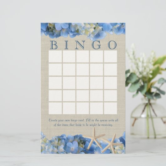 Starfish und Hydrangeas Brautparty Bingo (Stehend Vorderseite)