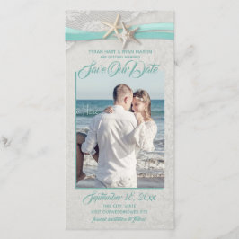 Starfish und Lace Aqua Gray Save the Date