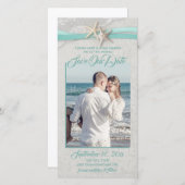 Starfish und Lace Aqua Gray Save the Date (Vorne/Hinten)