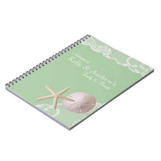 Starfish und Lace Beach Green Notizblock (Linke Seite)