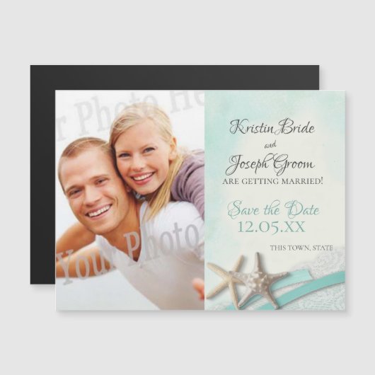 Starfish und Lace Beach Starfish Save the Date Magneteinladung (Vorne/Hinten)