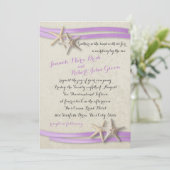 Starfish und Lila Ribbon Einladung (Stehend Vorderseite)