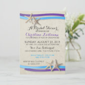 Starfish und Lila und blaues Brautparty mit Ribbon Einladung (Stehend Vorderseite)