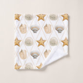 Starfish und Muscheln an der Küste Badhandtuch Set (Waschlappen)