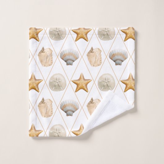 Starfish und Muscheln an der Küste Badhandtuch Set (Waschlappen)