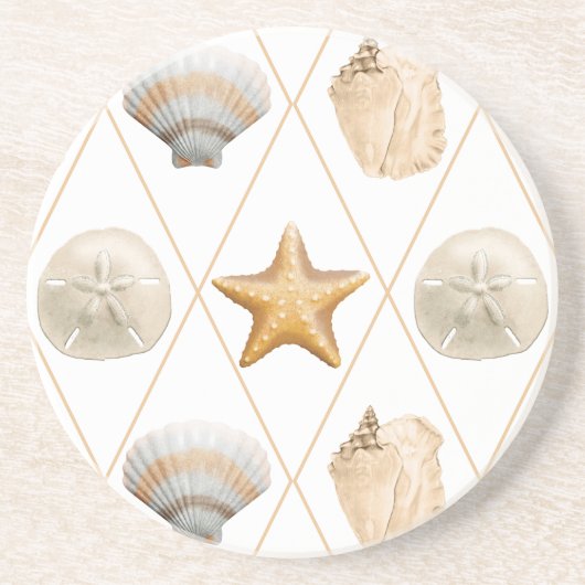Starfish und Muscheln an der Küste Getränkeuntersetzer (Vorne)