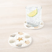 Starfish und Muscheln an der Küste Getränkeuntersetzer (Seite)