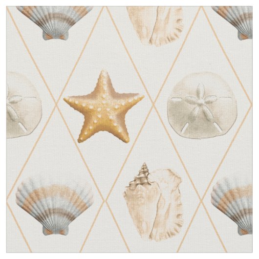 Starfish und Muscheln an der Küste Stoff (Nahaufnahme)