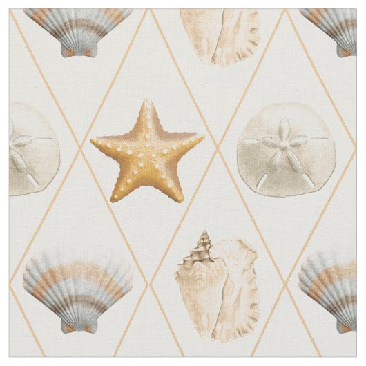 Starfish und Muscheln an der Küste Stoff (Nahaufnahme)