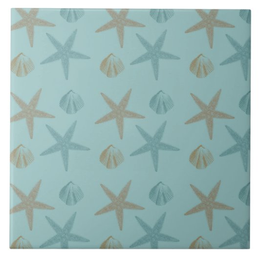 Starfish und Muscheln Fliese (Vorderseite)