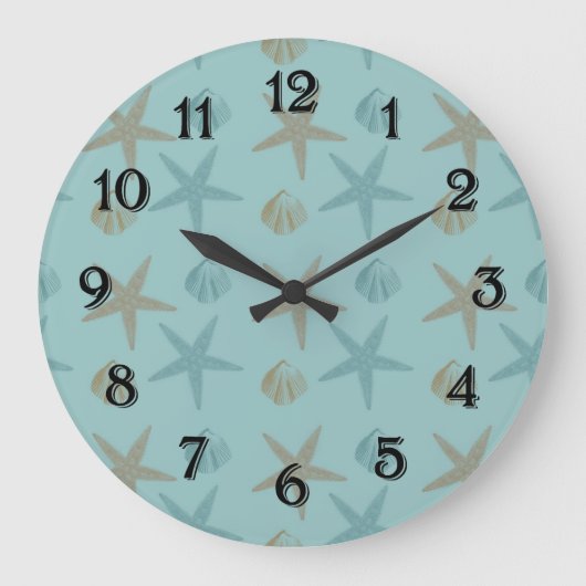 Starfish und Muscheln Große Wanduhr (Vorderseite)