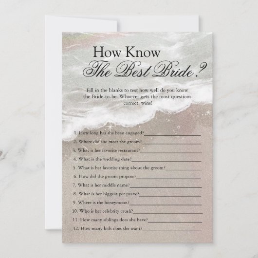 Starfish und Muscheln Tropical Beach Brautparty Einladung (Vorderseite)