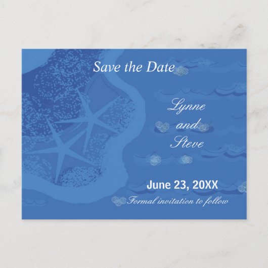 Starfish und Ozean Save the Date Ankündigungspostkarte (Vorderseite)