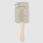 Starfish und Ribbon Aqua Wedding Program Fan Fächer (Vorderseite)