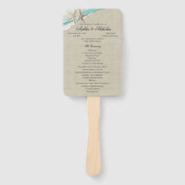 Starfish und Ribbon Aqua Wedding Program Fan Fächer