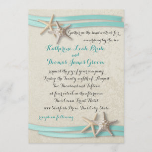 Starfish und Ribbon Beach Aqua Einladung