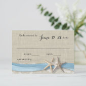 Starfish und Ribbon Beach Light Blue UAWG RSVP Karte (Stehend Vorderseite)