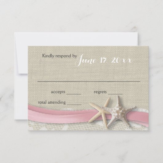 Starfish und Ribbon Beach Pink UAWG RSVP Karte (Vorderseite)