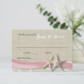 Starfish und Ribbon Beach Pink UAWG RSVP Karte (Stehend Vorderseite)