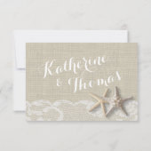 Starfish und Ribbon Beach Pink UAWG RSVP Karte (Rückseite)