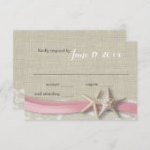 Starfish und Ribbon Beach Pink UAWG RSVP Karte (Vorne/Hinten)