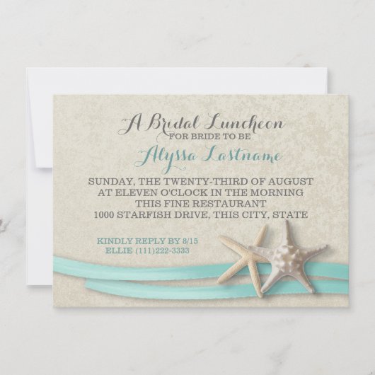 Starfish und Ribbon Bridal Luncheon Einladung (Vorderseite)