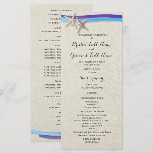 Starfish und Ribbon D Lila und blau Programm (Vorne/Hinten)