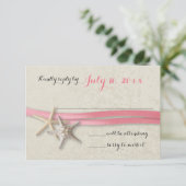 Starfish und Ribbon Pink Beach Response RSVP Karte (Stehend Vorderseite)