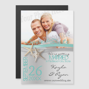 Starfish und Ribbon Save the Date Magneteinladung
