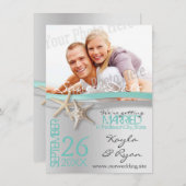 Starfish und Ribbon Save the Date mit Foto (Vorne/Hinten)