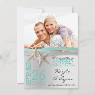 Starfish und Ribbon Save the Date mit Foto