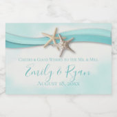 Starfish und Ribbon Türkis Beach Schaumweinetikett (Einzelnes Label)