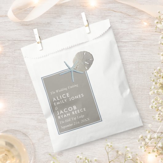 Starfish und Sand Dollar - Hochzeit am Strand Geschenktütchen (Ausgeschnitten)
