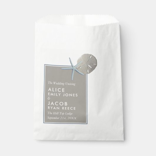 Starfish und Sand Dollar - Hochzeit am Strand Geschenktütchen (Vorderseite)