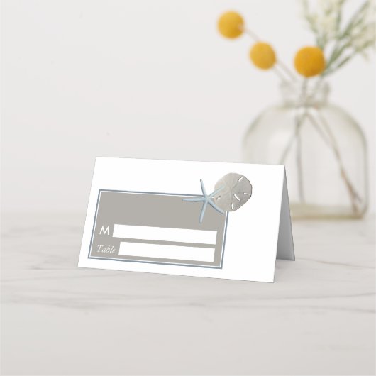 Starfish und Sand Dollar - Hochzeit am Strand Platzkarte (Vorderseite)