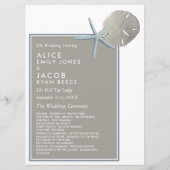 Starfish und Sand Dollar - Hochzeit am Strand Programm (Vorderseite)