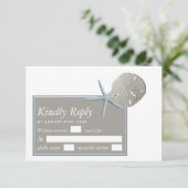 Starfish und Sand Dollar - Hochzeit am Strand RSVP Karte (Stehend Vorderseite)