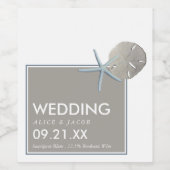 Starfish und Sand Dollar - Hochzeit am Strand Weinetikett (Einzelnes Label)