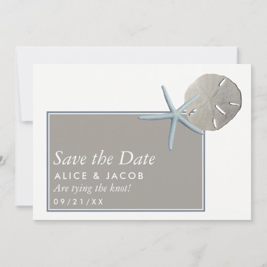 Starfish und Sand Dollar - Strand Save The Date (Vorderseite)