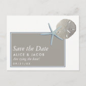 Starfish und Sand Dollar - Strand Save the Date Ankündigungspostkarte (Vorderseite)