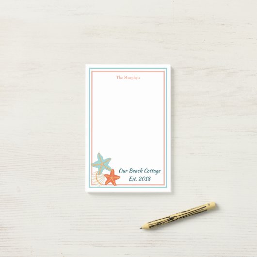Starfish und Sea Muschel Post-it Klebezettel (Auf Schreibtisch)