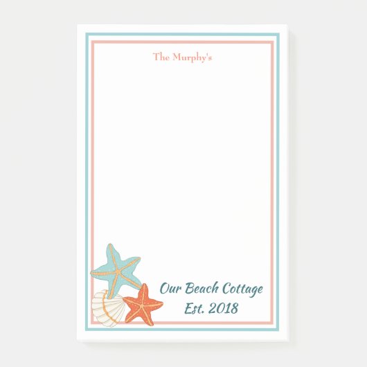 Starfish und Sea Muschel Post-it Klebezettel (Vorderseite)