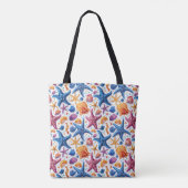 Starfish und Seashell Nautical Summer Tote Bag Tasche (Rückseite)
